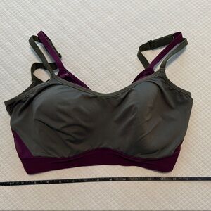 Gray and Purple Women's Sports Bra